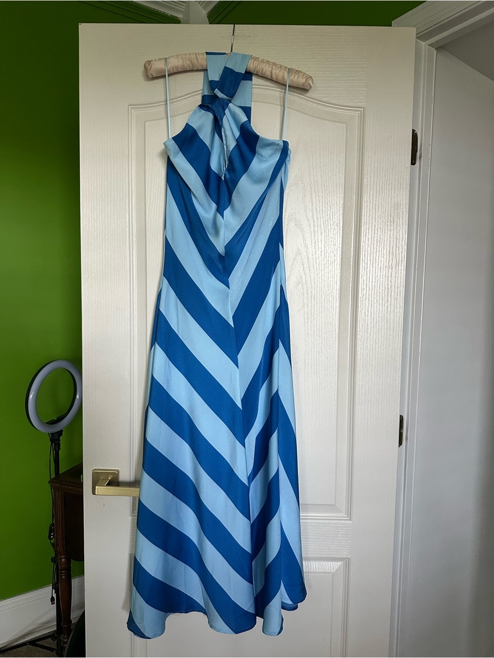TCEC Chevon Stripe Maxi Halter Dress
